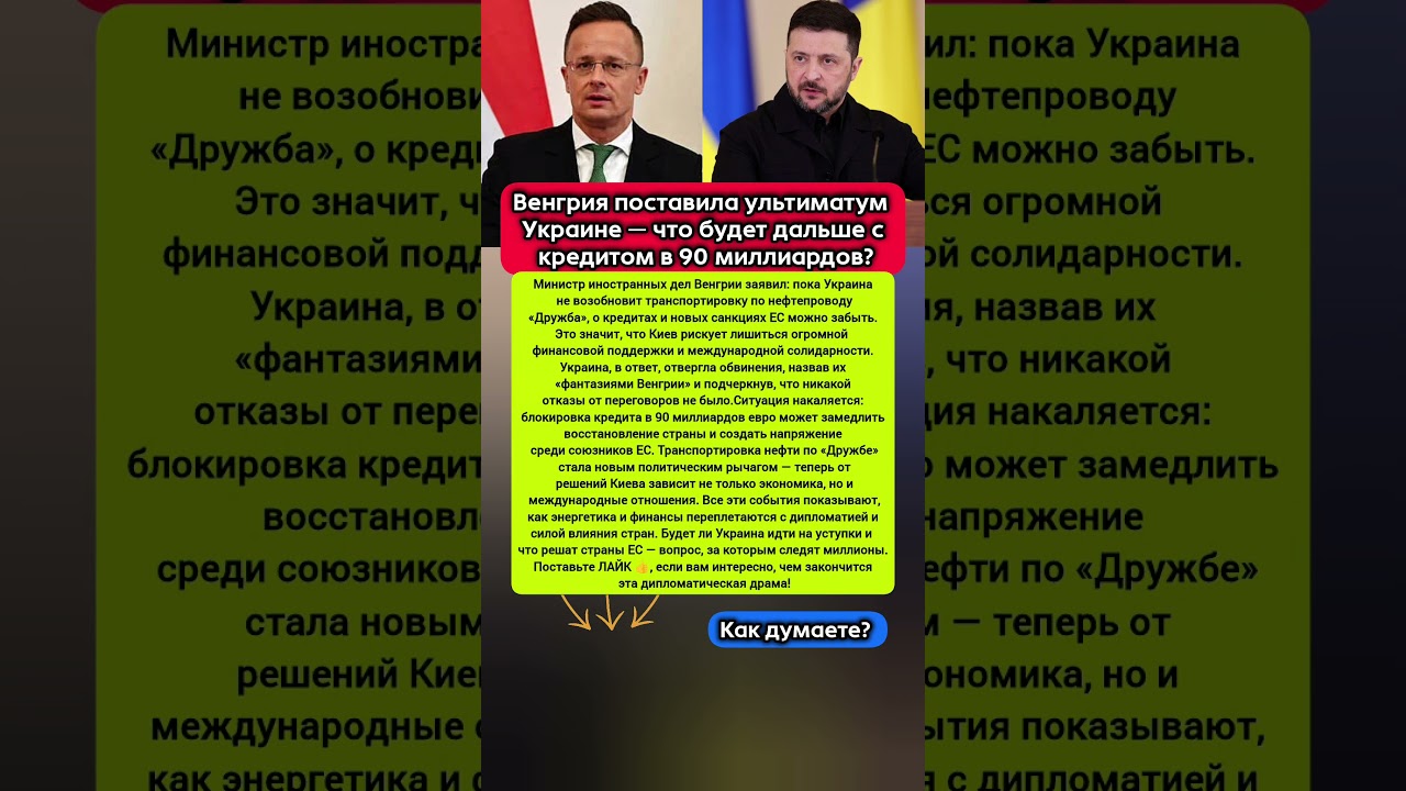 Венгрия блокирует помощь Украине: новый политический кризис в ЕС  #новости #сегодня #украина