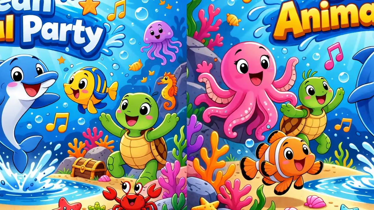 Ocean Animal Party 🐬🐙 | Fun Underwater Dance Song for Kids | KiddoTunes