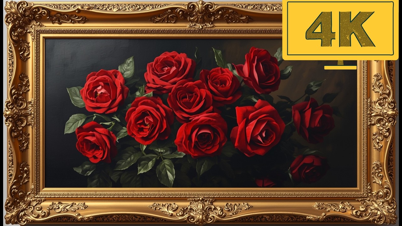 4K TV WALLPAPER Red Rose Bouquet | Classic Romantic Floral Fine Art