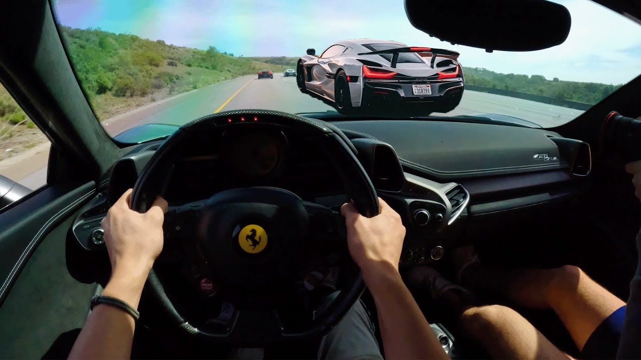 Ferrari 458 Embarrassed by Rimac Nevera [4K]
