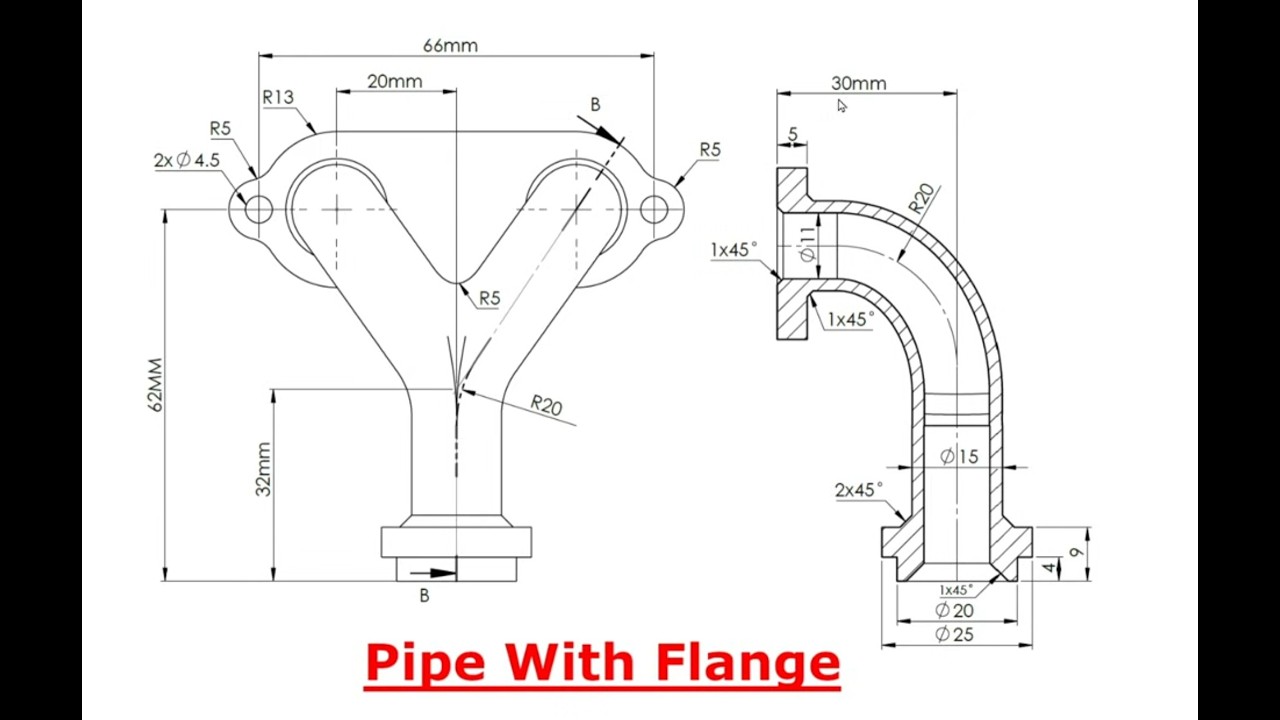 Pipe with Flange - Solid Work 2023