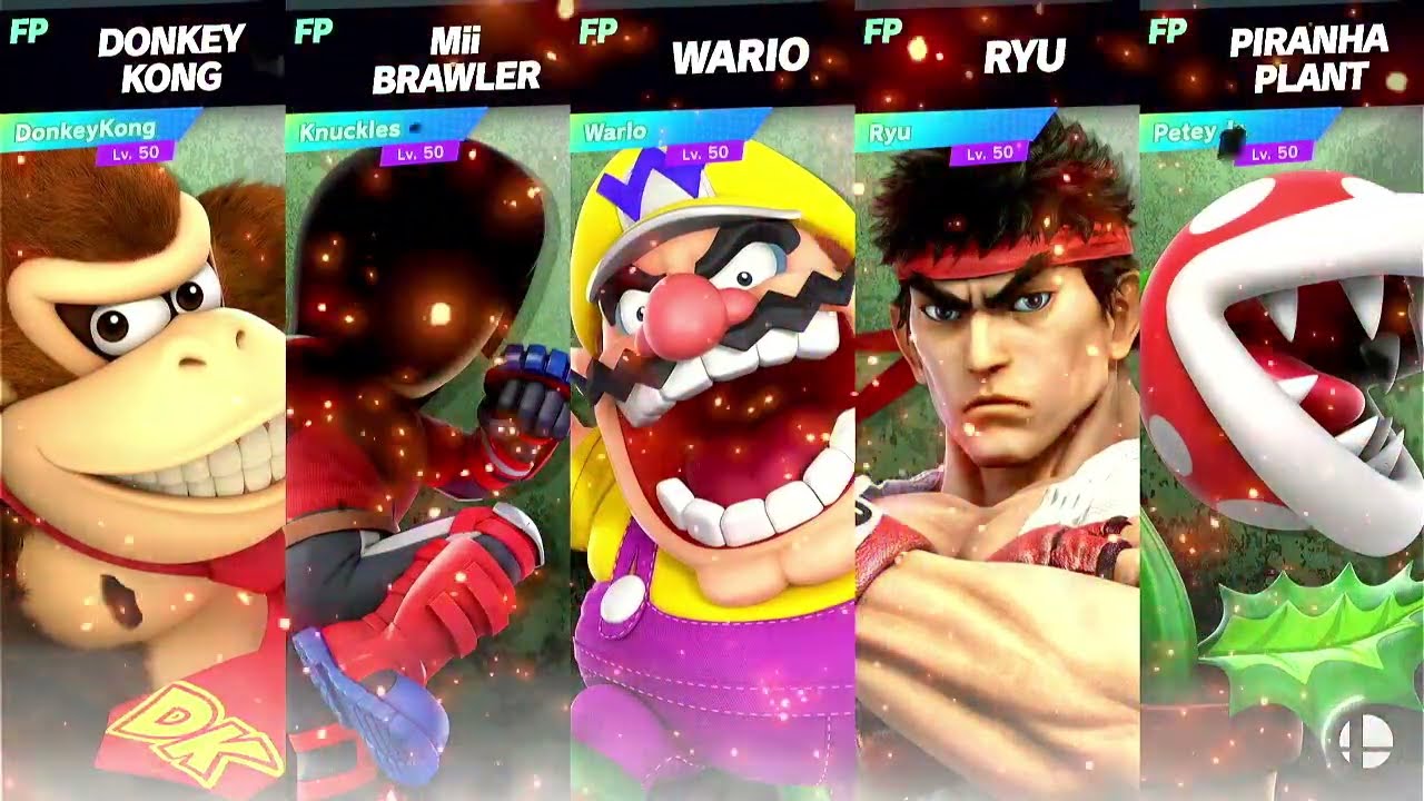 Super Smash Bros Ultimate Amiibo Fights Request Donkey Kong v Knuckles v Wario v Ryu v Petey Jr