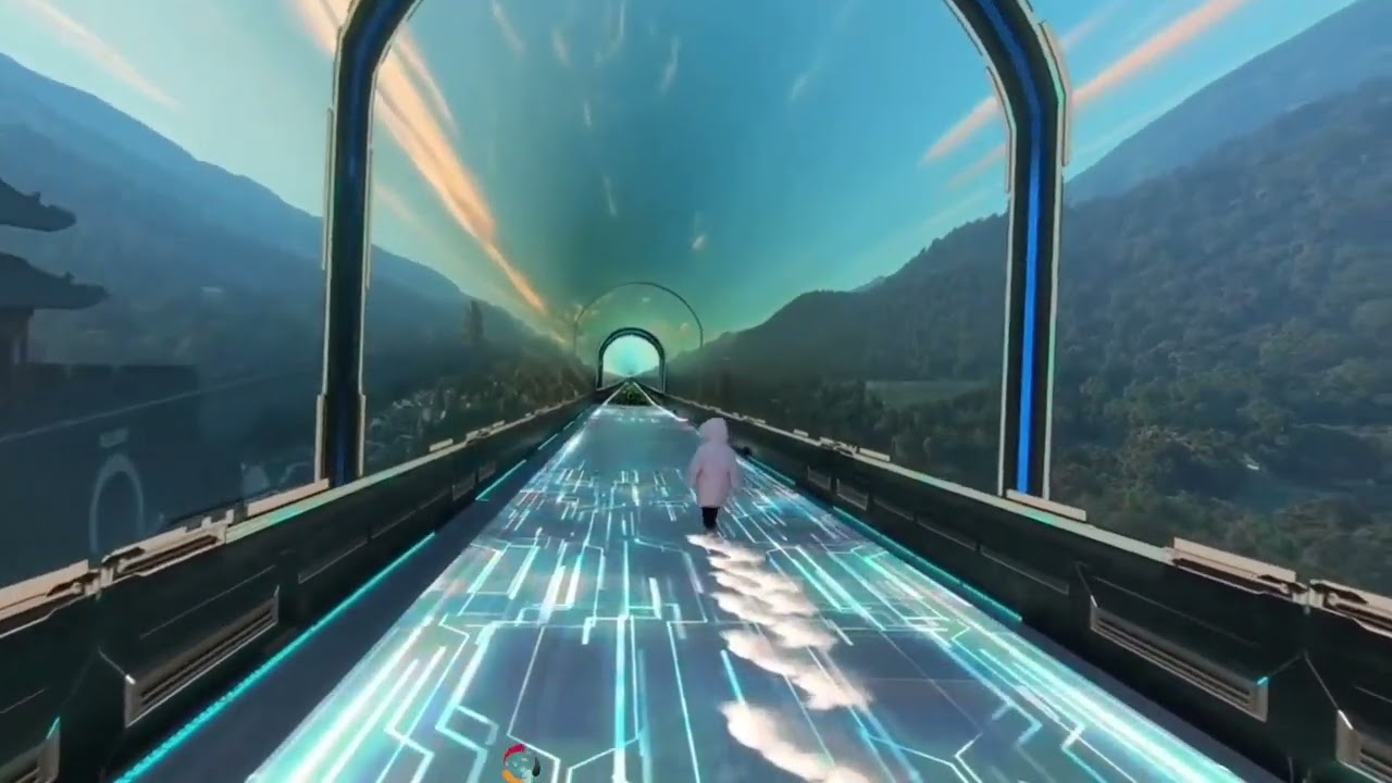 How realize the tunnel immersive solution Flexible module screen + Floor LED screen