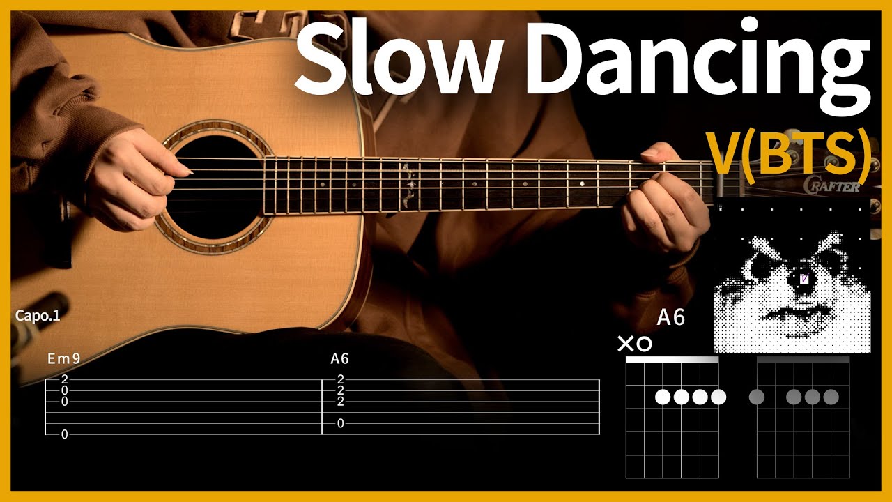267.뷔(V,BTS) - Slow Dancing  【★★☆☆☆】 기타 | Guitar tutorial |ギター 弾いてみた 【TAB譜】