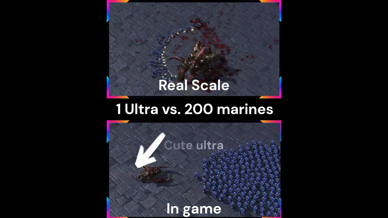 One Real size Ultralisk vs 200 marines  #starcraft2 #gaming #blizzard #starcraft #sc2  #games