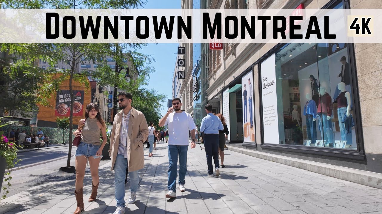 Exploring Downtown Montreal at Lunch: Peaceful Walk on a Sunny Day [4K]