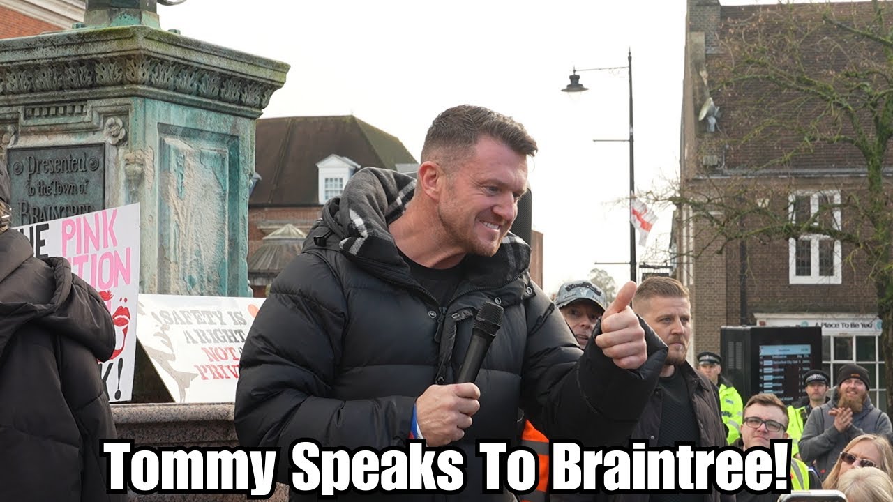 Tommy Robinson Speaks to the crowd during the Braintree protest!