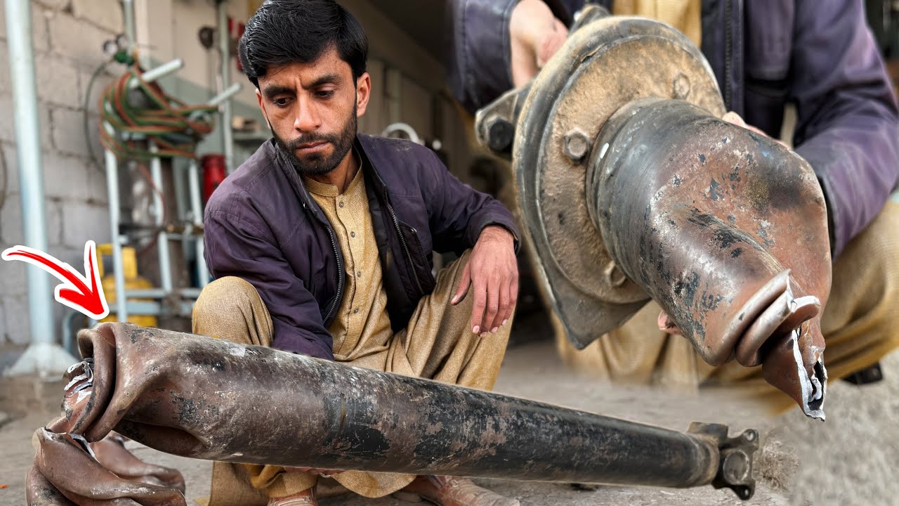 Check out the step-by-step restoration process for repairing a broken truck driveshaft
