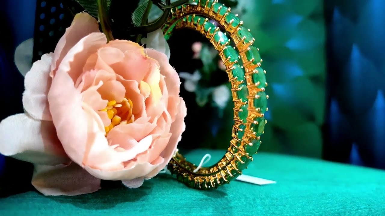 Emerald bangles designs 2022 Color stone bangle