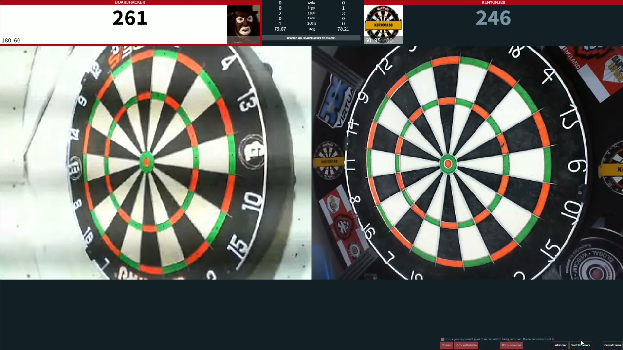 WDA Webcam Darts Kenyon180 Vs Boardhacker 86+ Average
