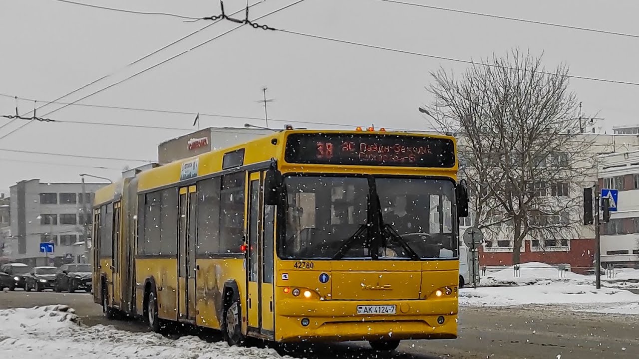 Минск.Поездка в автобусе МАЗ-105,гос.АК 4124-7,марш.38(06.02.2026)