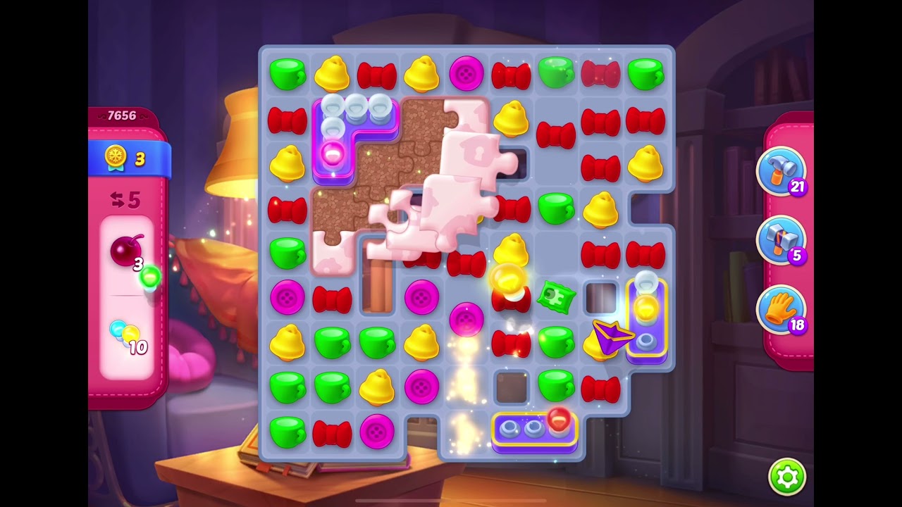 HomeScapes Level 7656 no boosters (16 moves)