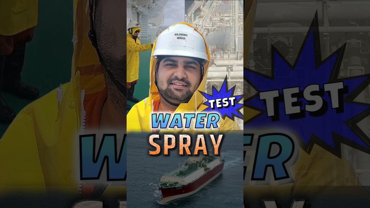 🚢💦Water Spray Test on LNG Carrier💦🌊 #youtubeshorts #sea #spray #test #merchantnavy