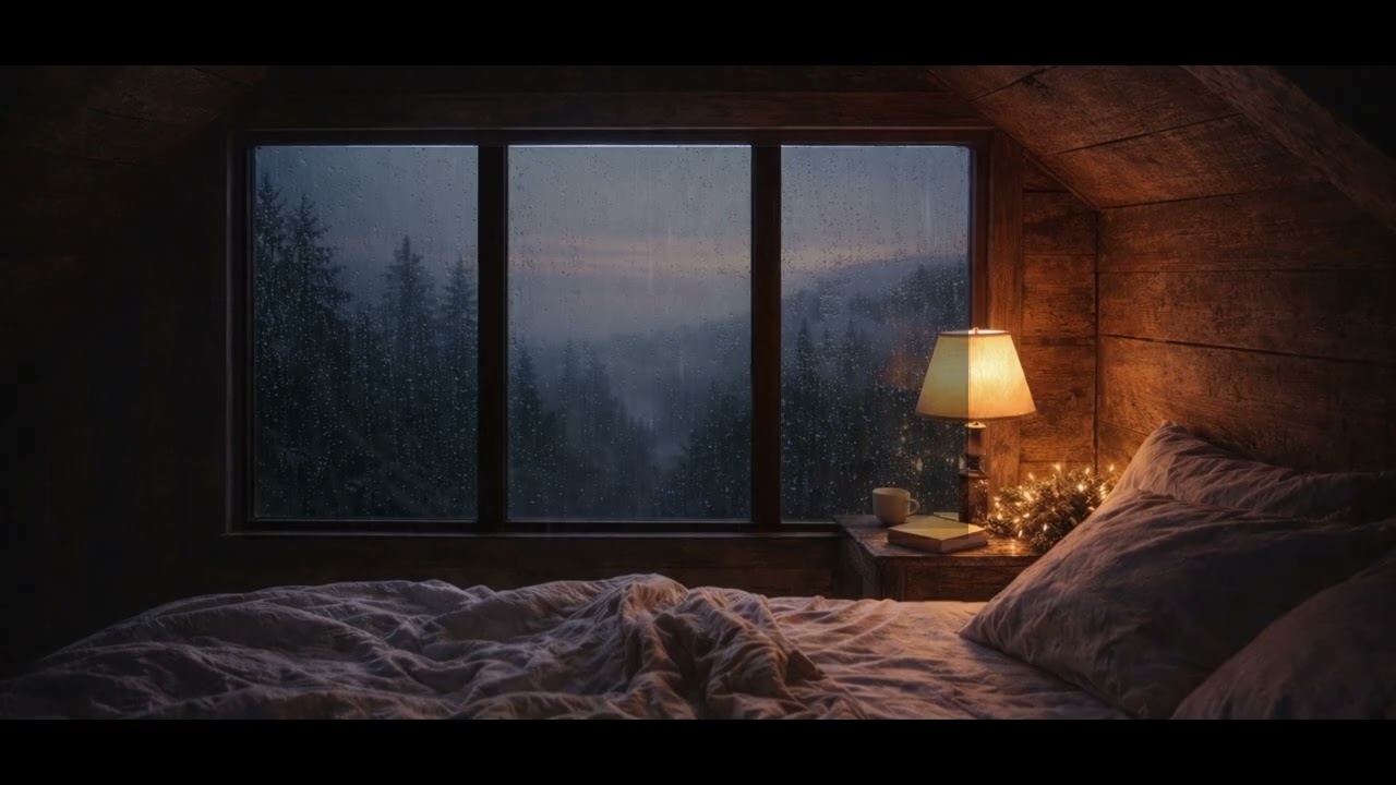 5 Hours Rainy Evening in a Cozy Loft 🌧️ | Window Rain for Deep Sleep
