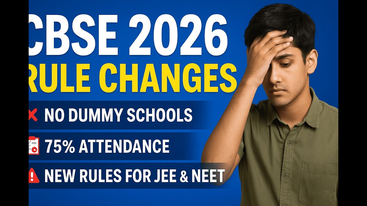 CBSE 2026 Rule Changes Explained |No Dummy Schools, 75% Attendance New Rules for JEE & NEET Students