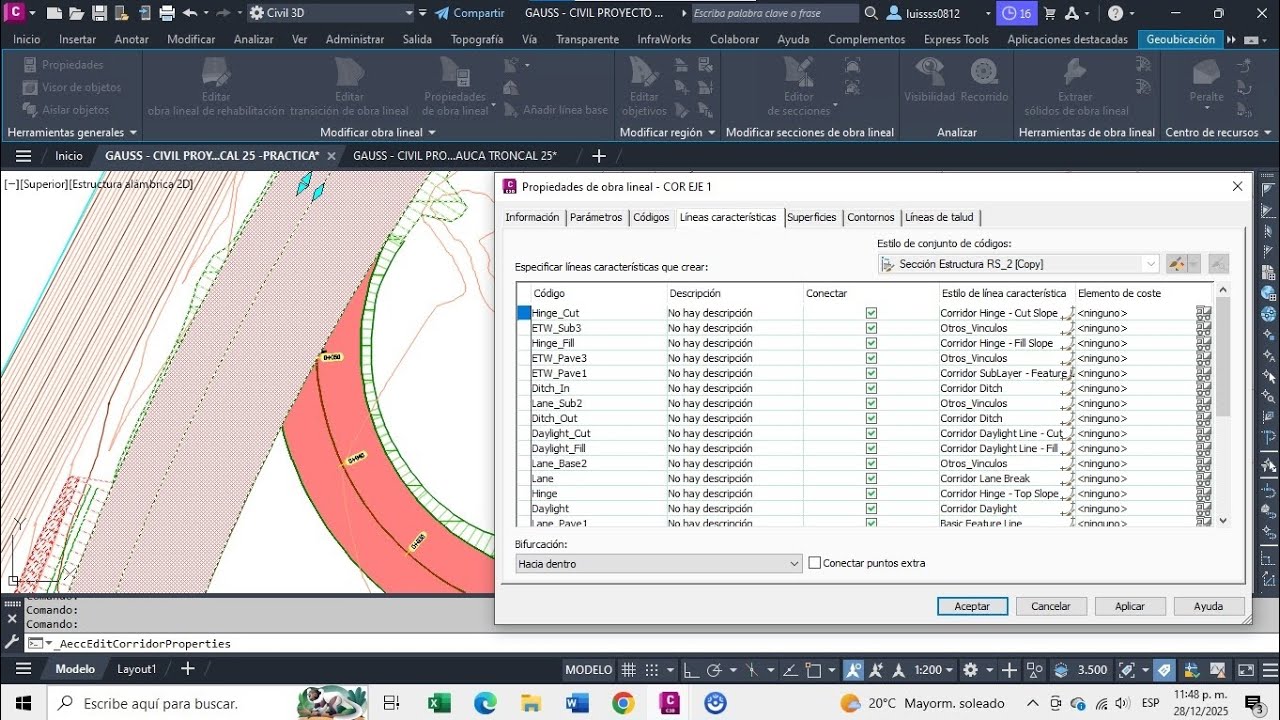 CONFIGURACIÓN DE VISUALIZACIÓN DE LÍNEAS CARACTERÍSTICAS DENTRO DE UNA OBRA LINEAL 🧑‍💻