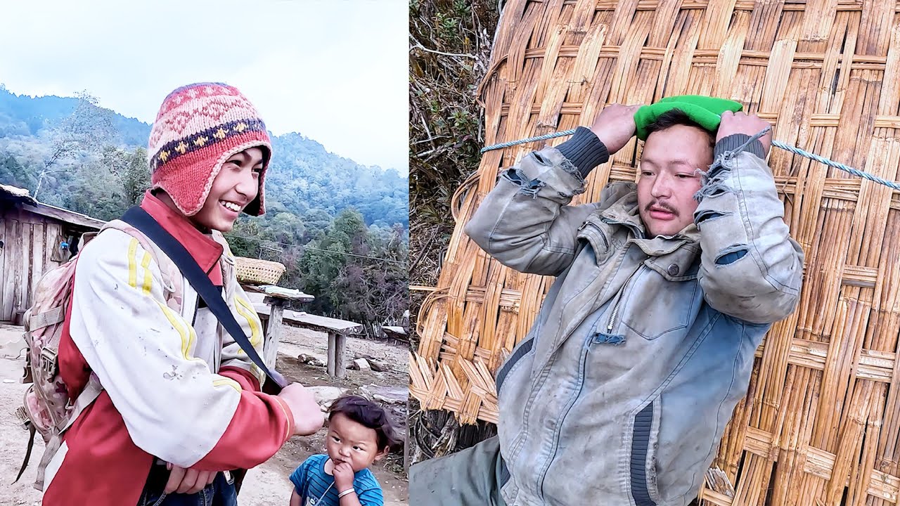 we are taking bamboo tins from our jungle hut @lifeinruralnepal