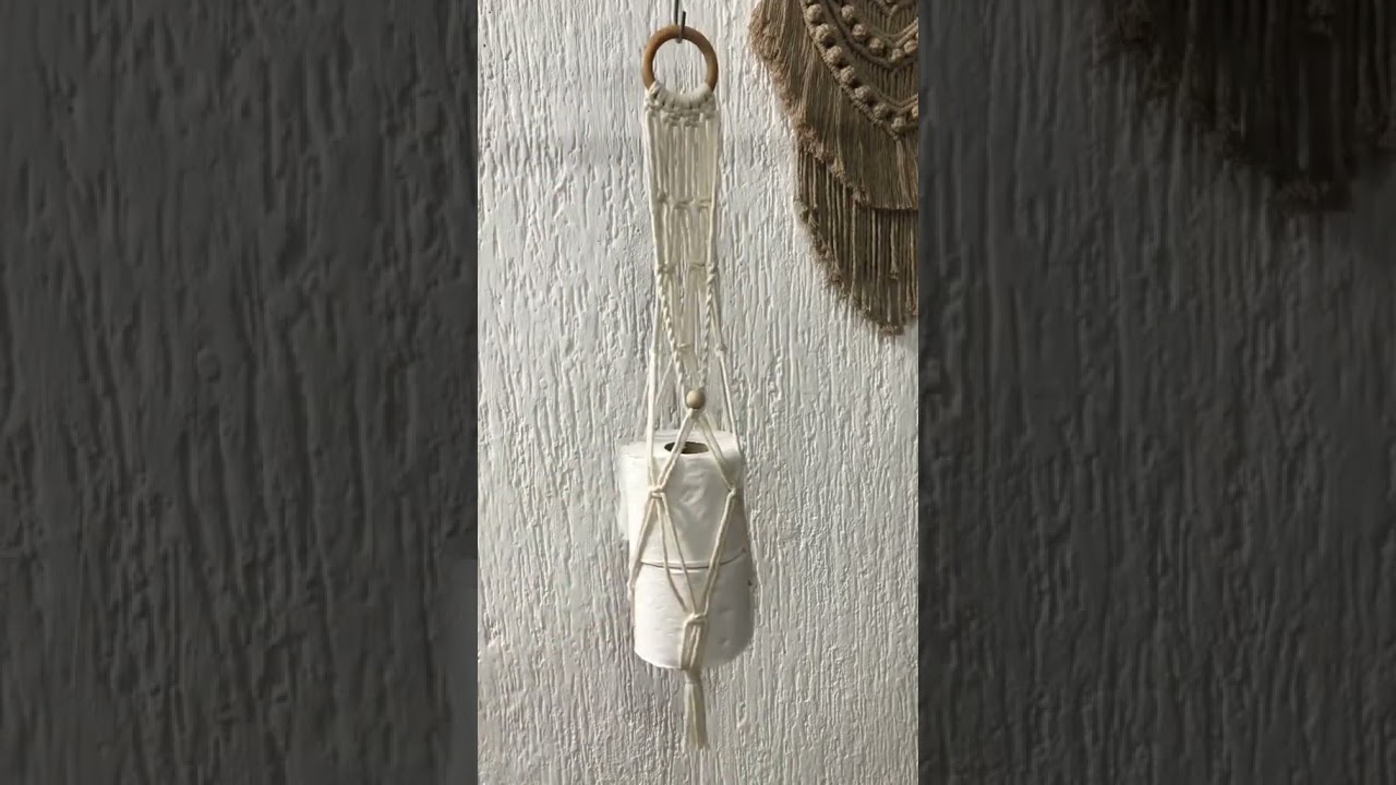 Deixe seu banheiro mais estiloso ✨ Porta papel higi&ecirc;nico de macram&ecirc; #shorts