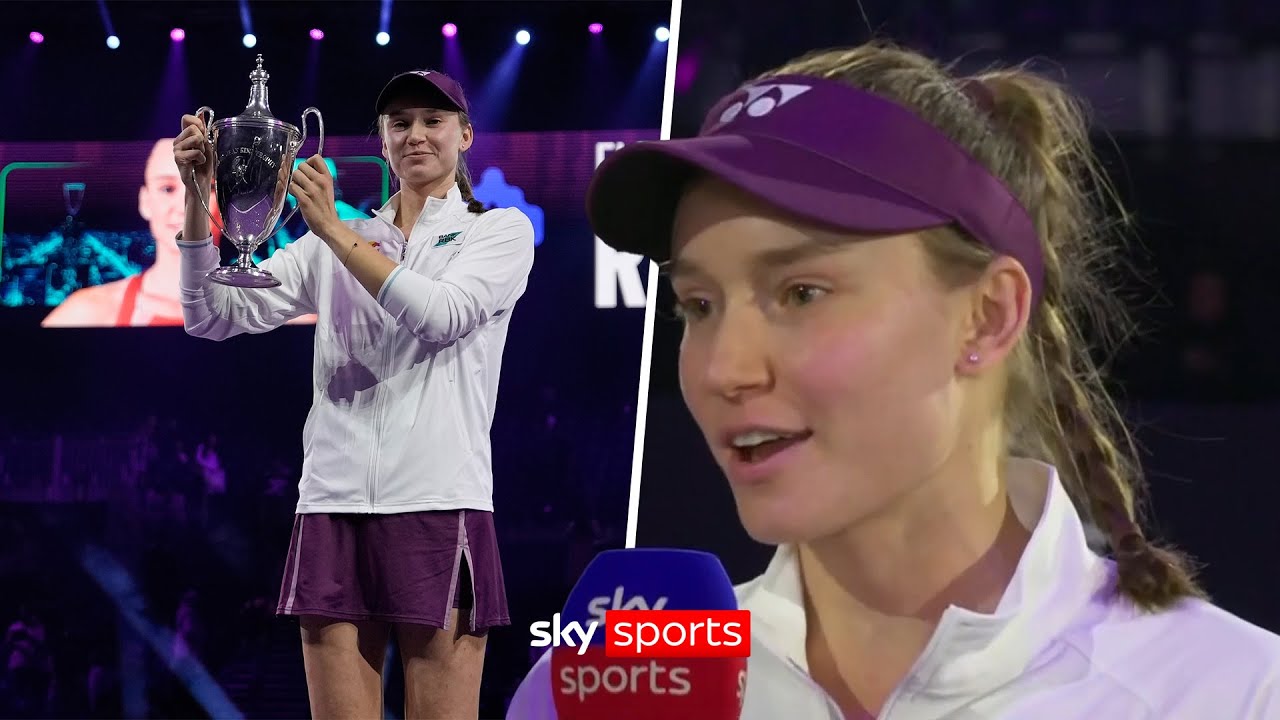 Elena Rybakina reacts to beating Aryna Sabalenka to win WTA Finals title!