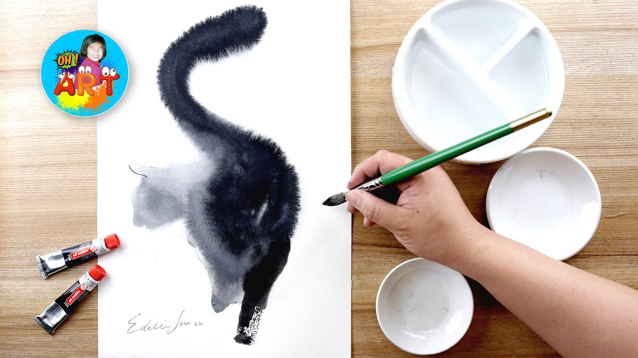 Daily Challenge #34 / Watercolor / Black Cat Wet in Wet technique