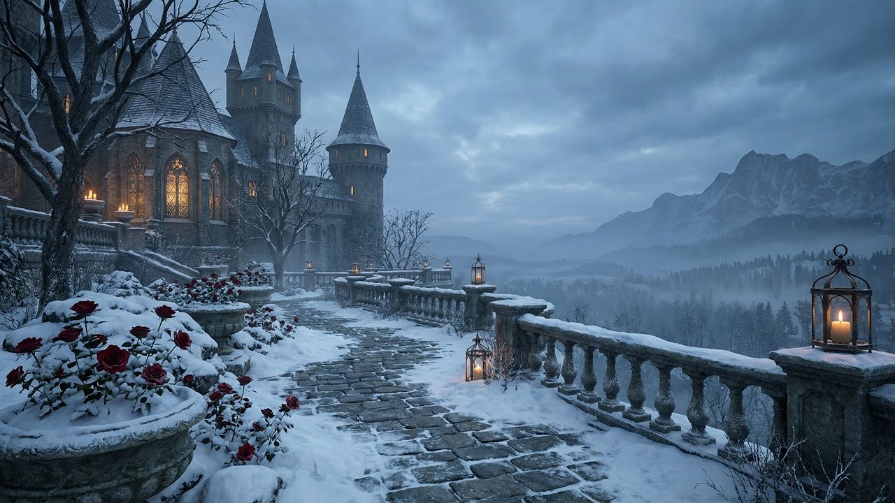 A Silent Gothic Manor in Winter Snow | Dark Academia Piano & Melancholic Mood
