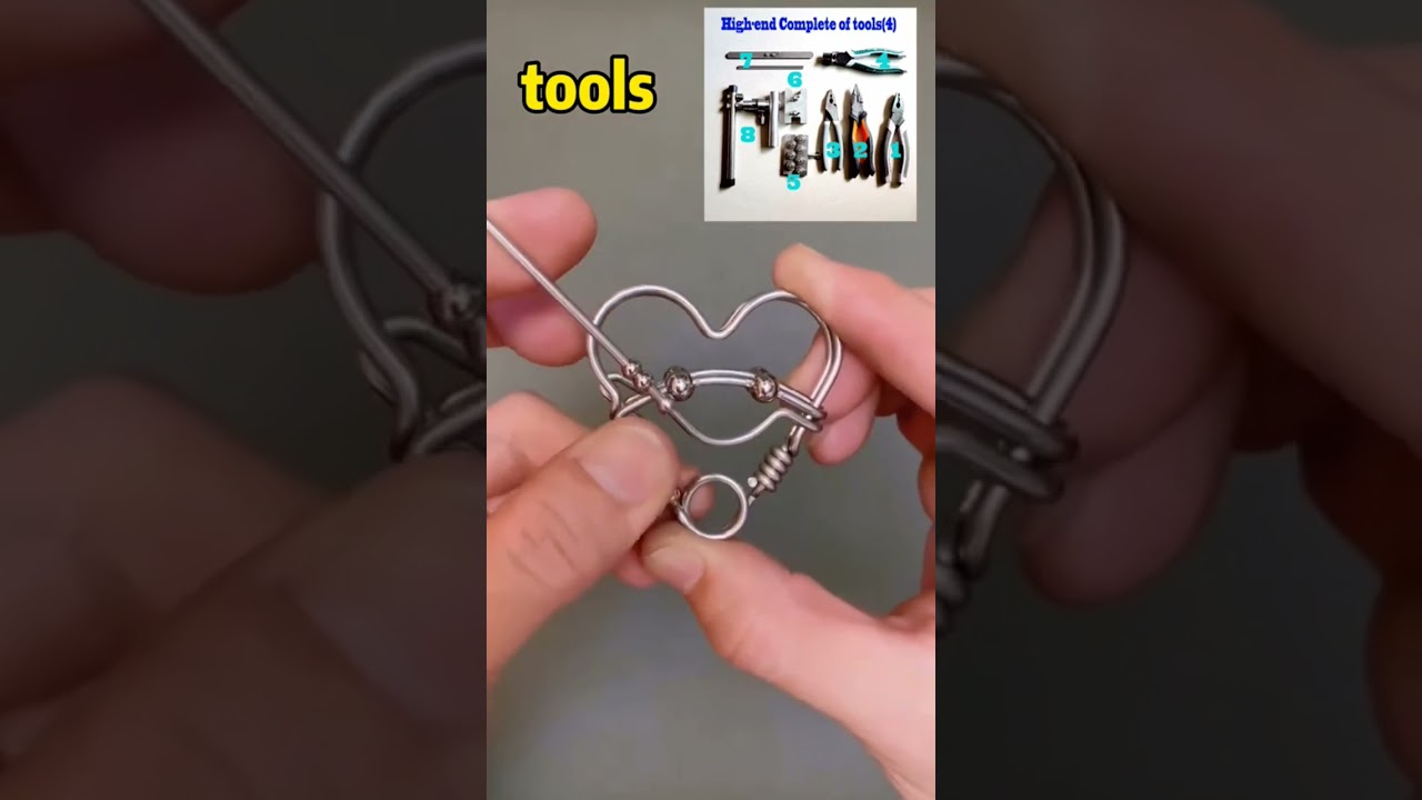 A creative love style wire keychain production video tutorial #shorts #tutorial #short