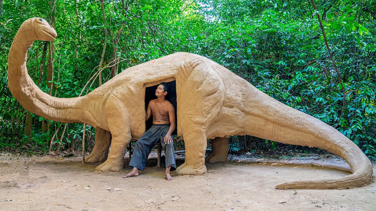 Build Unbelievable Jurassic House From Mud Near My Dog House