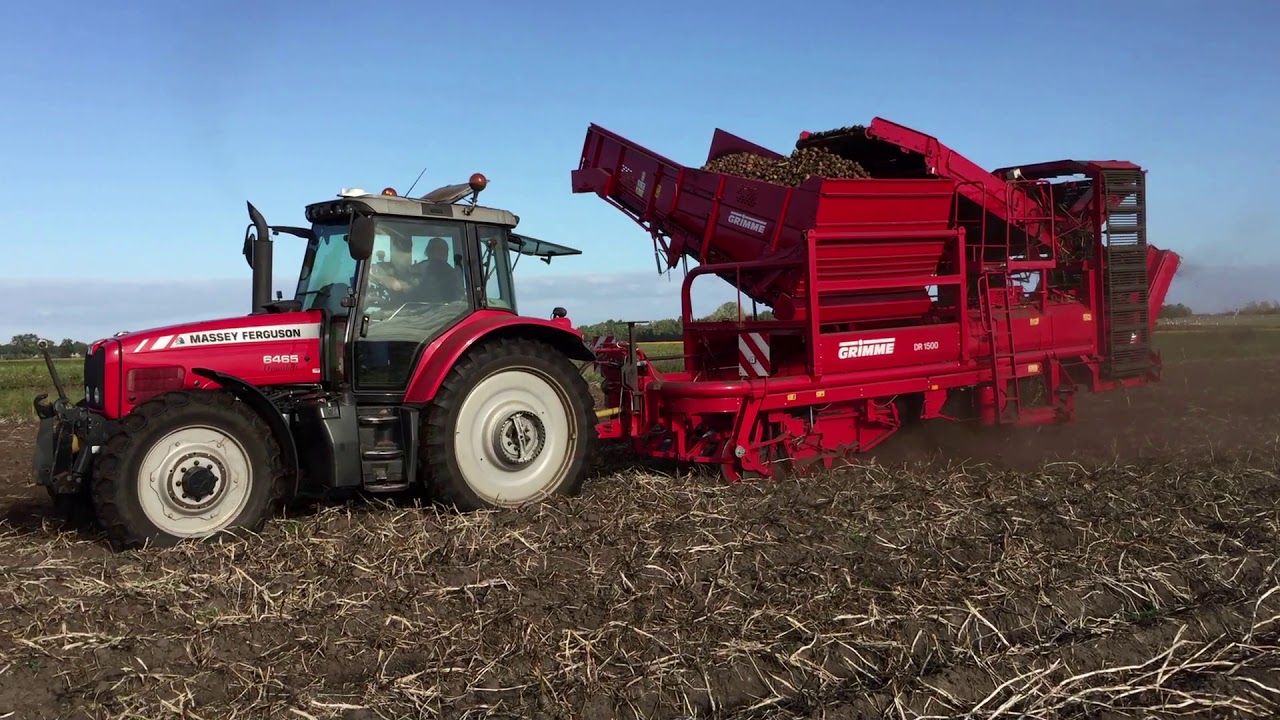 Aardappelen rooien met MF, Grimme en Joskin