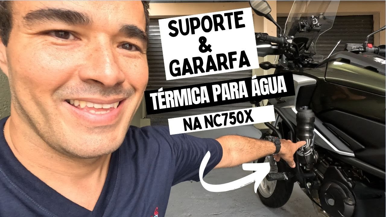 Suporte + Garrafa De Agua Térmica Na Moto [ INSTALAÇÃO HONDA NC 750X ]