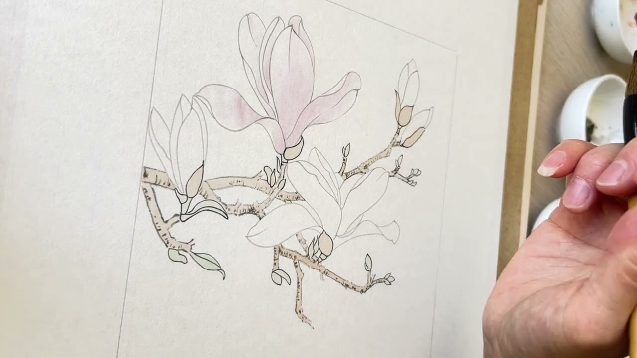 Gongbi Magnolia Painting | Step-by-Step Process 工笔玉兰花的绘制过程