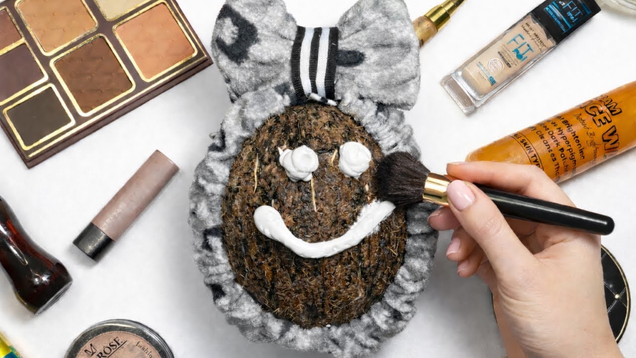 ASMR Makeup on Coconut (No Talking ) | Makeup for Sleep | Coconut Makeup Face