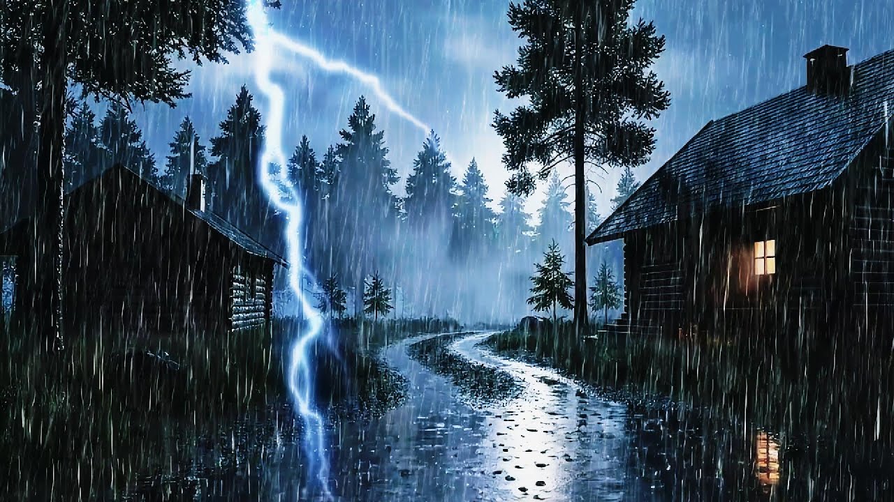 Reduce Insomnia Symptoms with Continuous HEAVY RAINFALL & MASSIVE THUNDERSTORM Sound for Sleeping #1