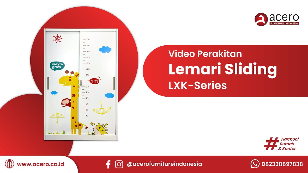 TUTORIAL PERAKITAN LEMARI SLIDING LXK 2 PINTU | ACERO FURNITURE INDONESIA | LEMARI ANAK 2 PINTU