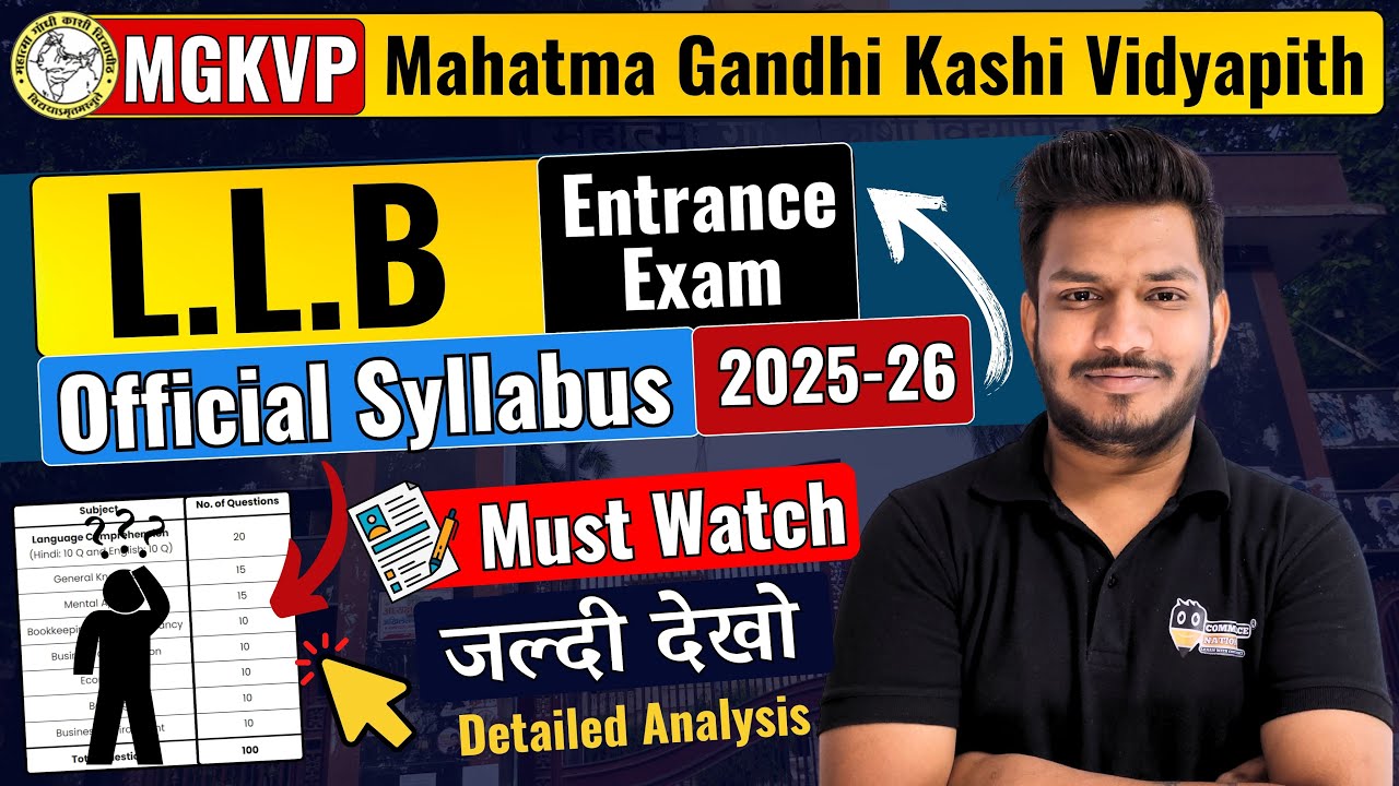 MGKVP LLB Entrance 2025 Official Syllabus | Form Date, Fees, Seats, Exam Pattern | mgkvp exam 2025