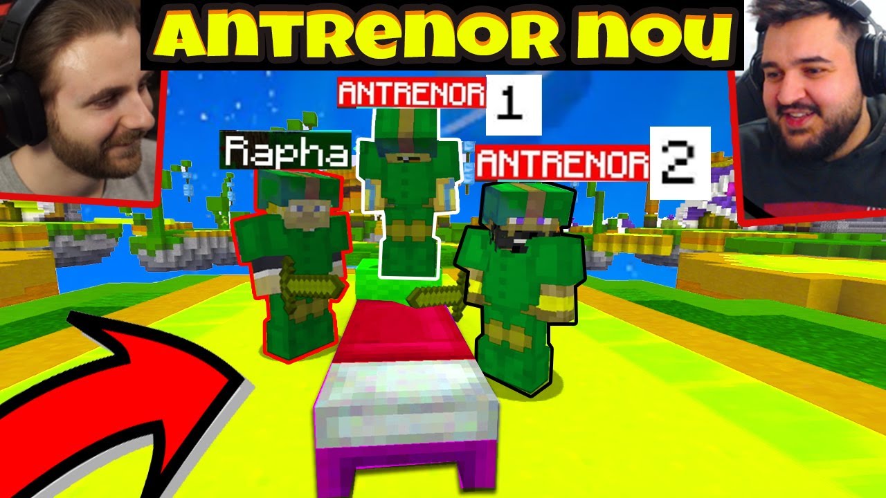 Antrenorul WISH vs Antrenorul OLX cu iRaphahell pe Bedwars in Minecraft!