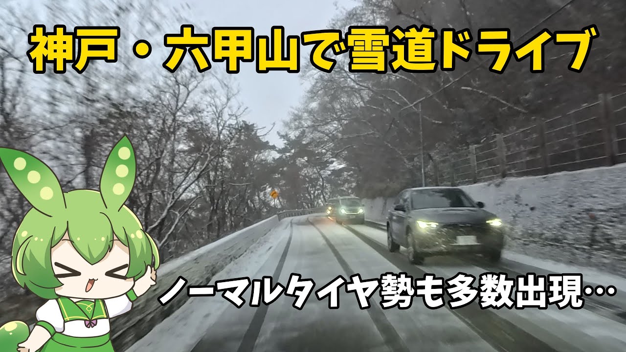 【車載動画】今シーズン初の雪道ドライブは神戸の六甲山でした【ずんだもん】