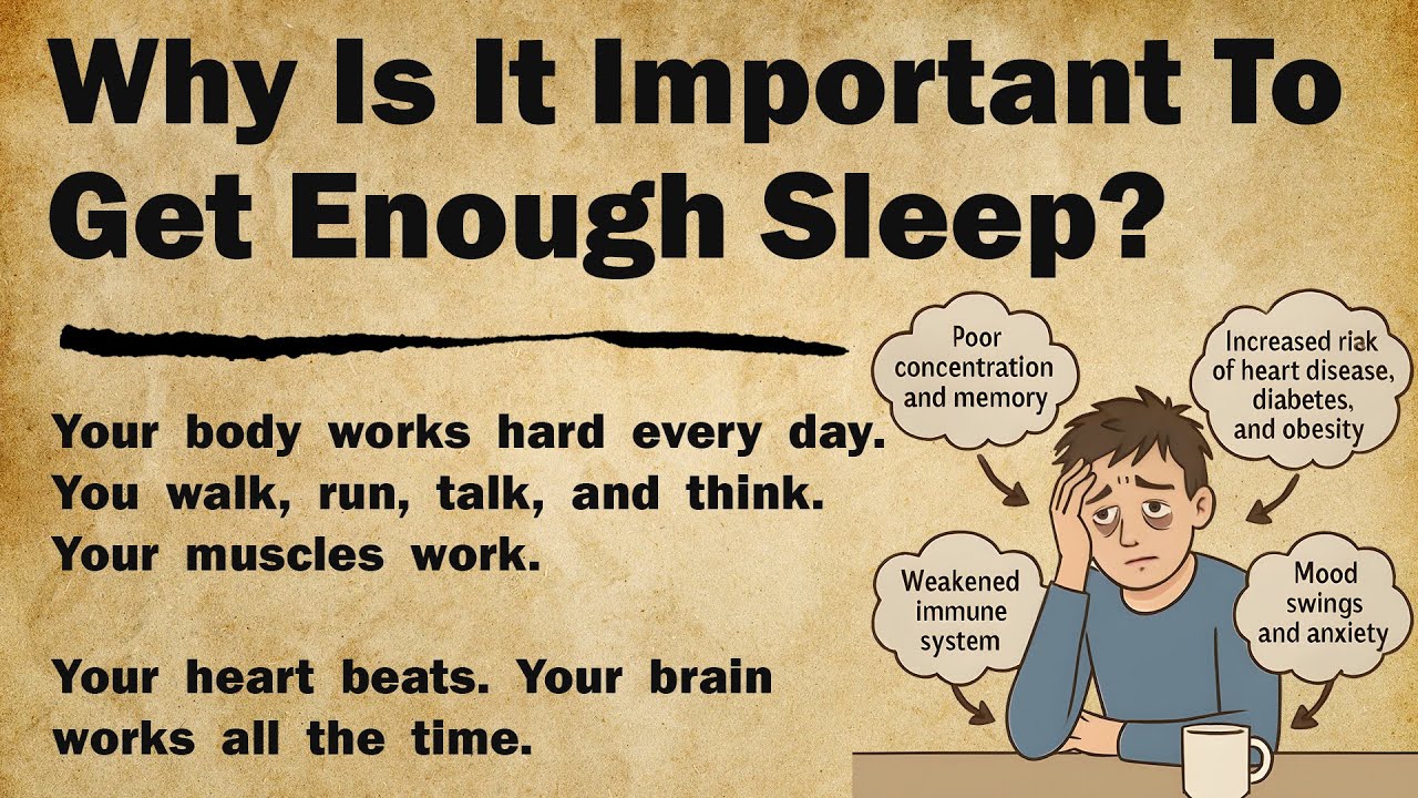 Why is it Important to Get Enough Sleep? 💤|| Learn English Through Story Level 3 Graded Reader 📚