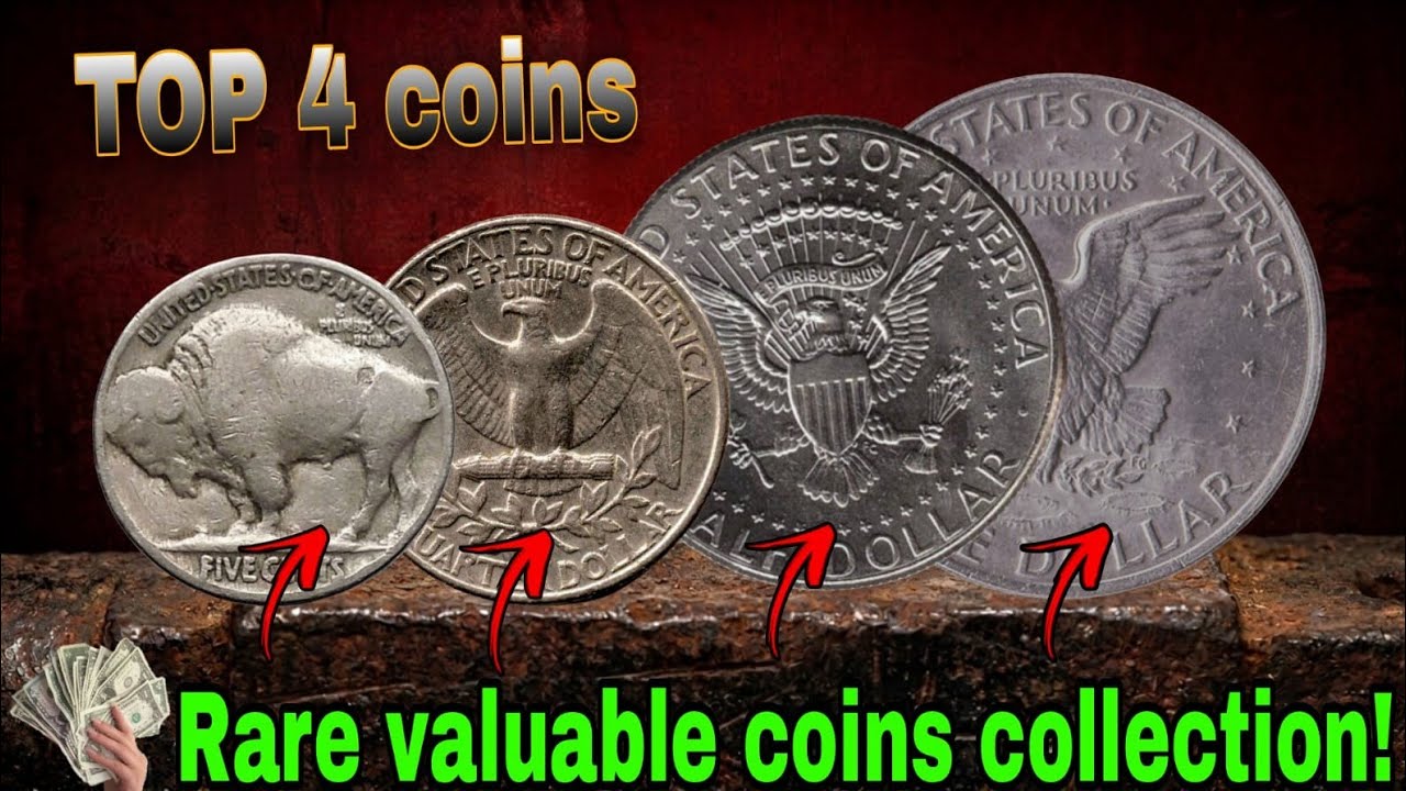These 4 Most Valuable US Coins, Buffalo Nickel,Washington Quarter,Half Dollar, Eisenhower one Dollar