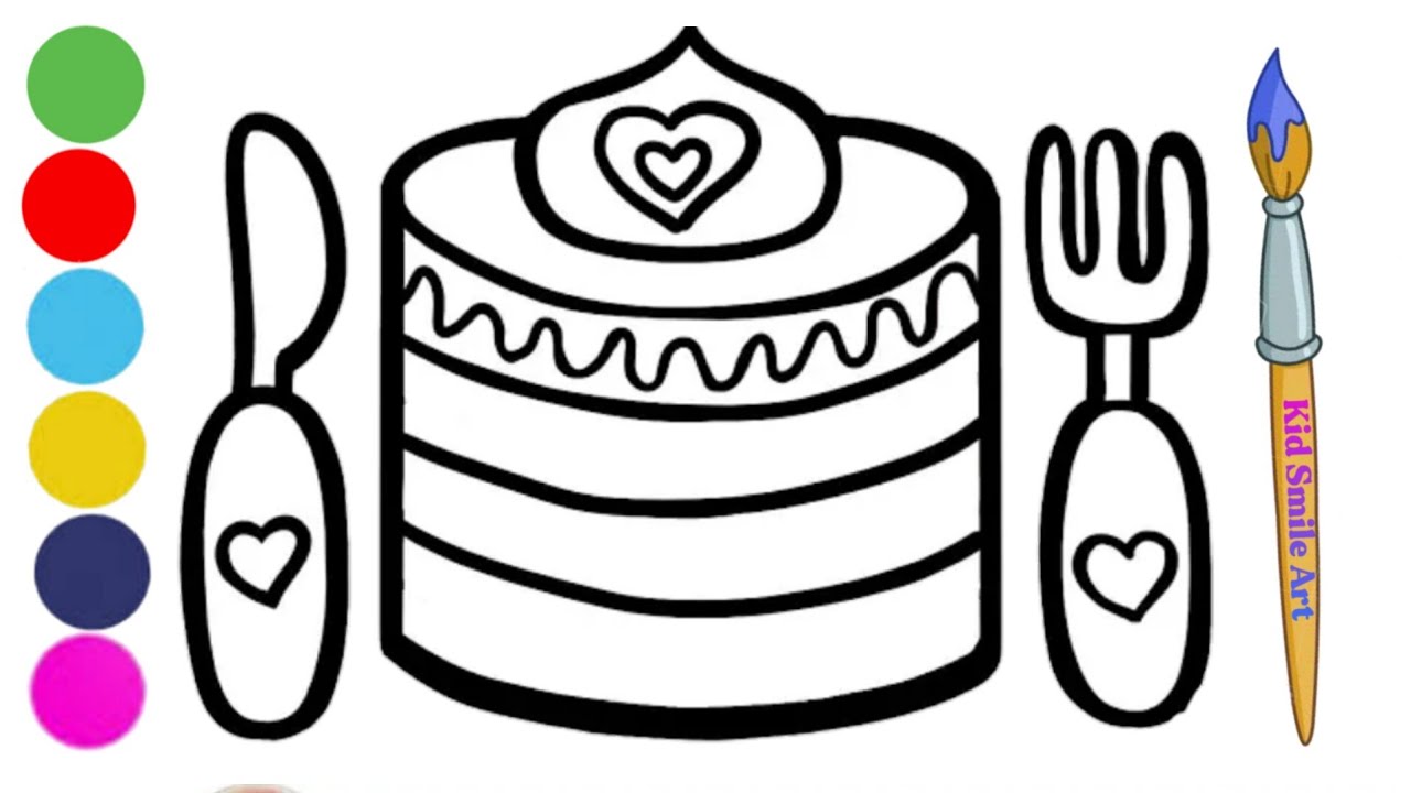 Easy cake,fork and knife drawing for kids|Drawing|Easy drawing for kids 