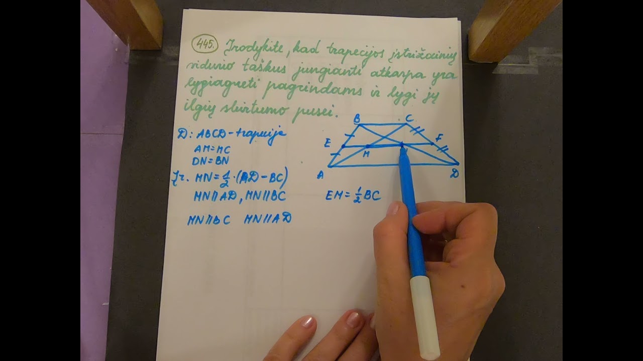 9 klasė. Trikampio ir trapecijos vidurinė linija. Uždaviniai