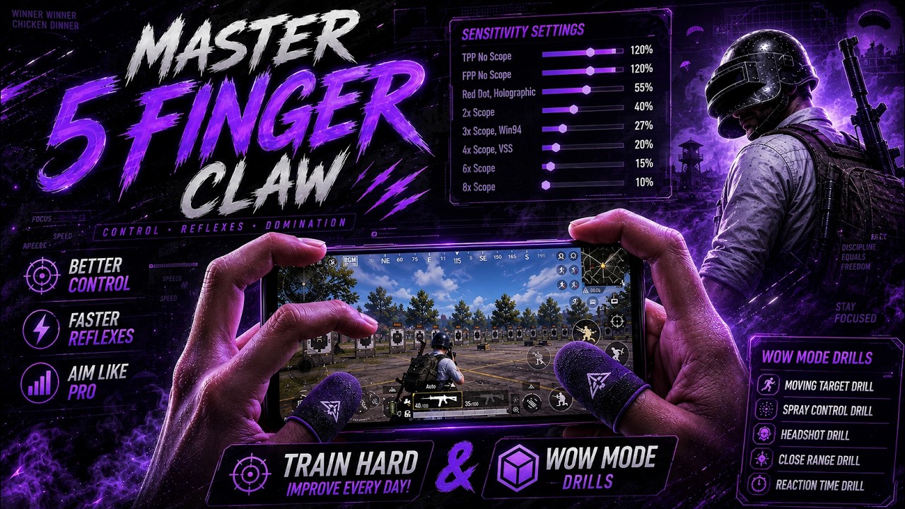 How Master 5 Finger Claw | BEST SENSITIVITY Basic & Advance Settings & Controls | Adhri