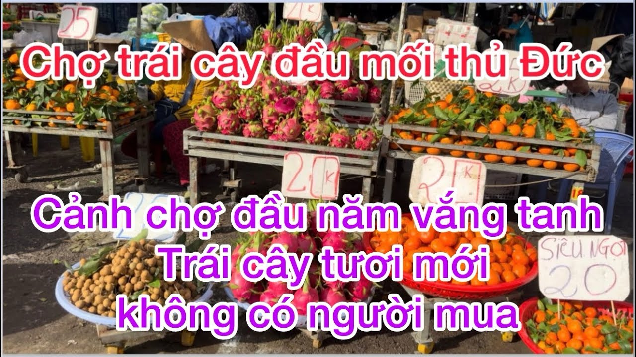 Toàn cảnh khu trái cây giá bán lẻ tại chợ đầu mối thủ Đức ngày 28-2  vắng tanh