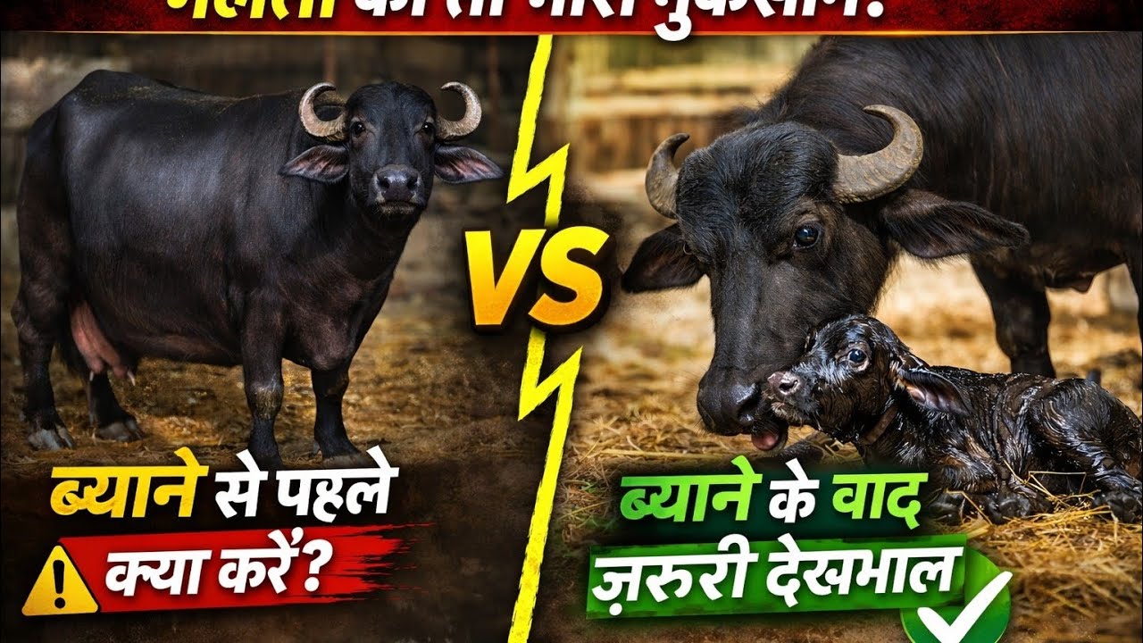 🐄 भैंस कब बच्चा देगी,लक्षण?ब्याने से पहले और बाद में किन बातों का ध्यान रखे? Pre Calving sign