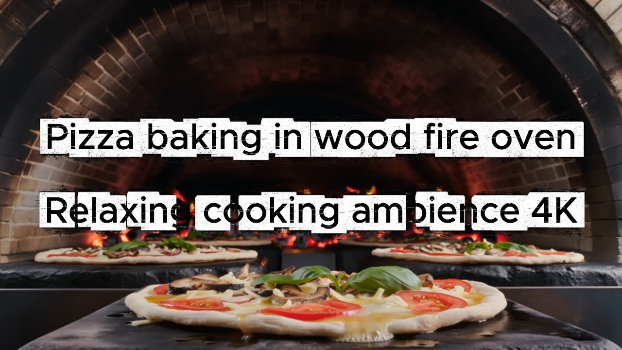 Pizza Baking in Wood Fire Oven | Crackling Fire, Melting Cheese & Nature Sounds Ambience 4K
