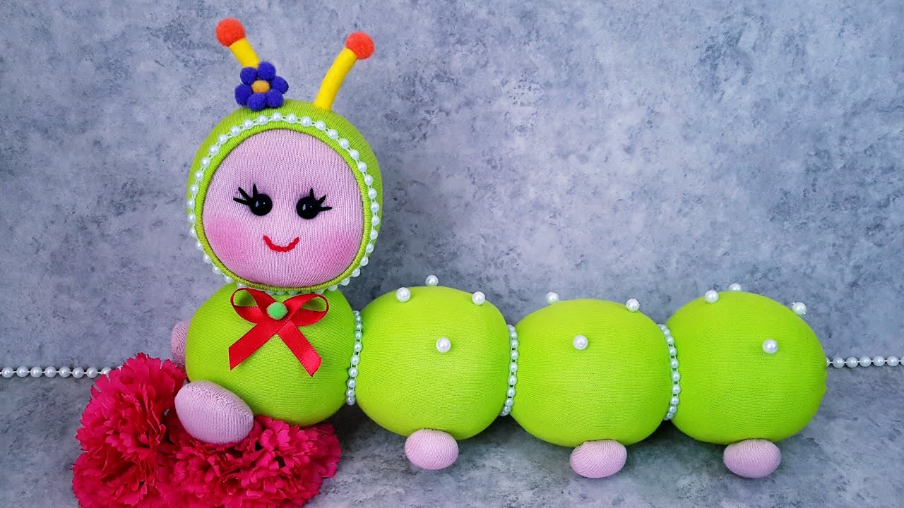💚Изготовление милой гусеницы/👌Легкая и практичная игрушка из носков