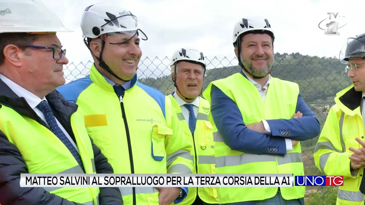 Matteo Salvini al sopralluogo della terza corsia della A1