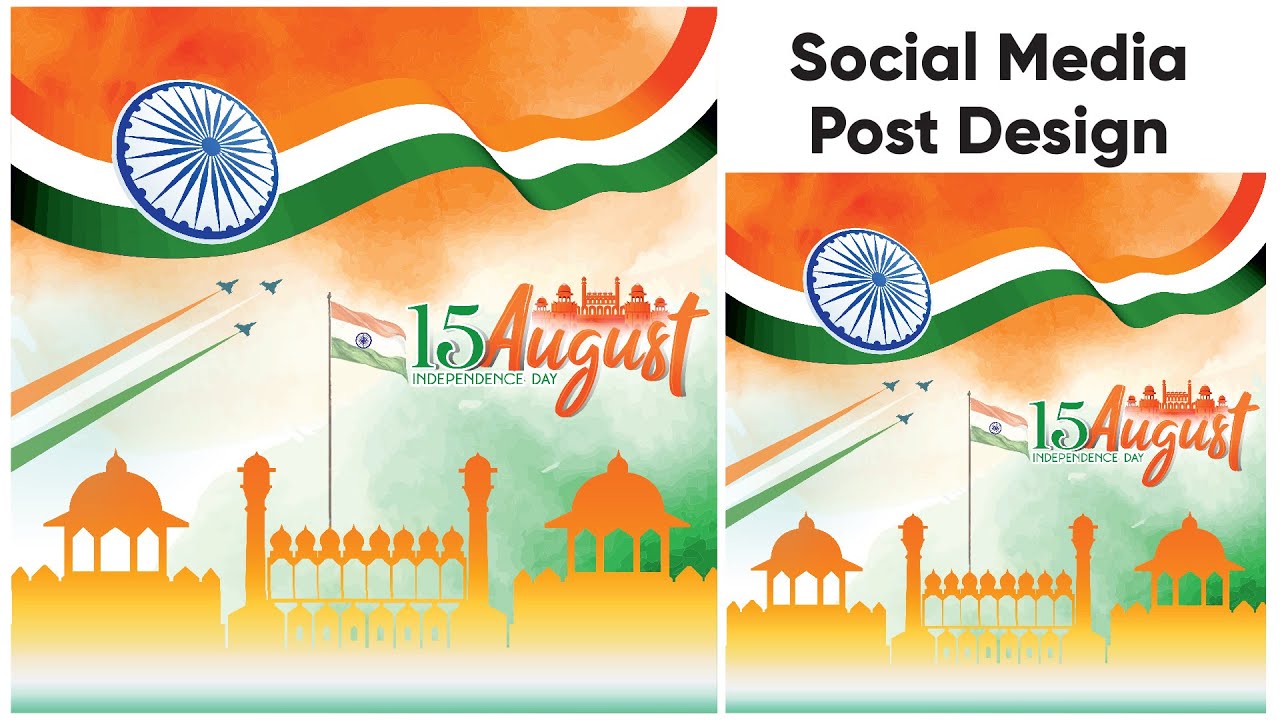 Independence Day Social Media Post Design | 15 August Social Media Post Design in CorelDraw Tutorial