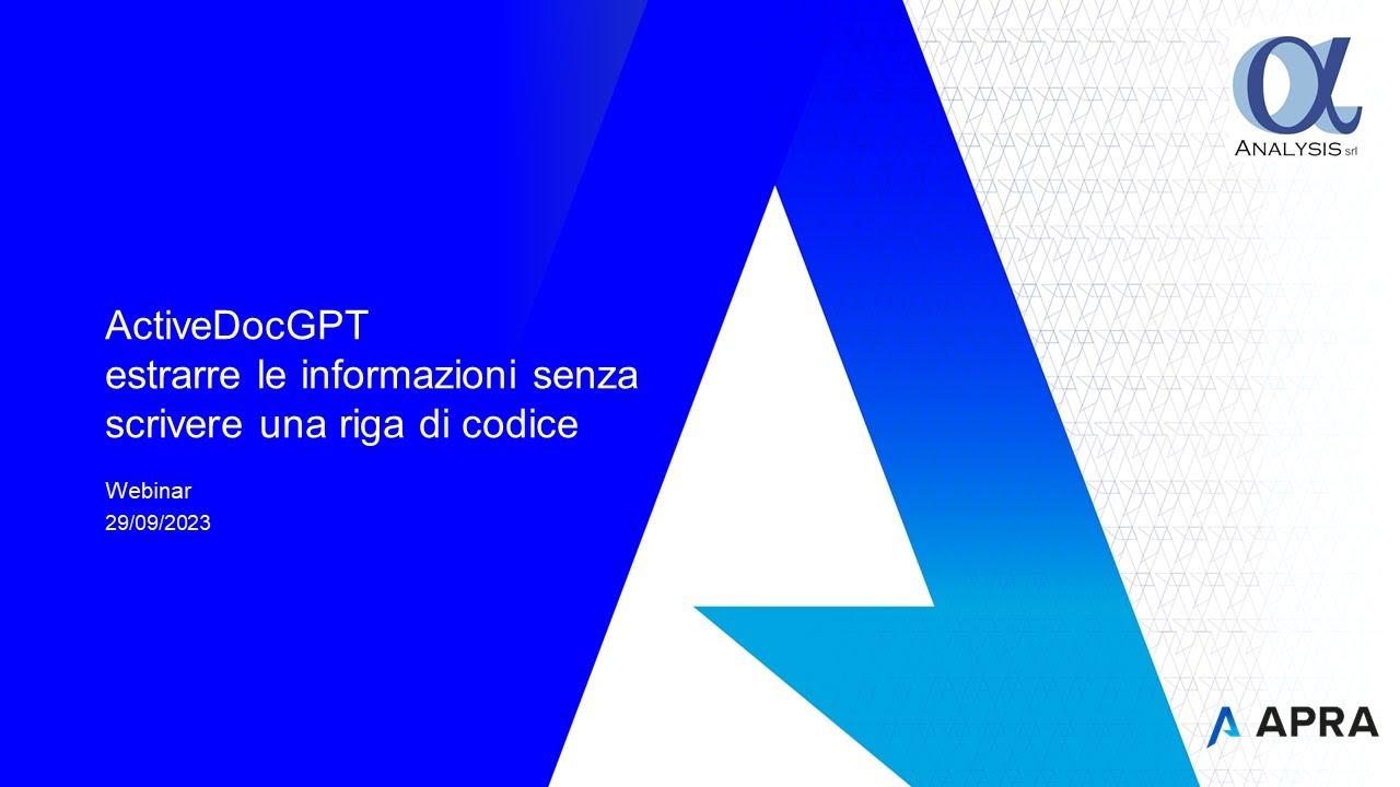 Webinar “ActiveDocGPT: estrarre le informazioni senza scrivere una riga di codice”