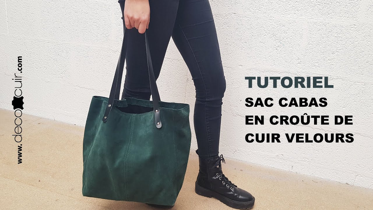Tutoriel - Couture d'un sac cabas en croûte de cuir velours