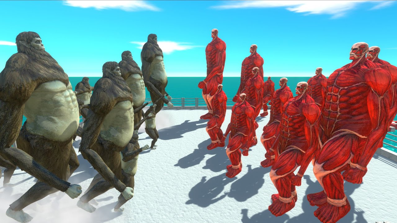 Team COLOSSAL TITAN VS Team TITAN BEAST - Animal Revolt Battle Simulator